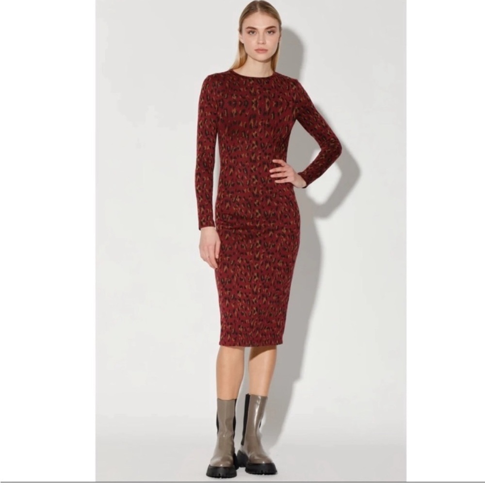 Walter Baker Shaina Midi Bodycon Dress Dali Leopard Print EUC Size Small